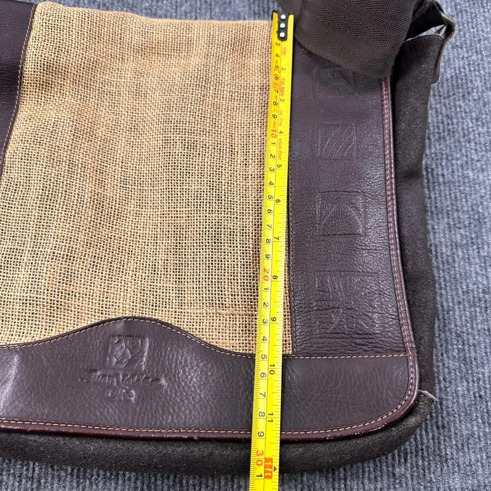 Juan Valdez Cafe Messenger Bag Large Leather Burlap Suede Brown Y2K Casual